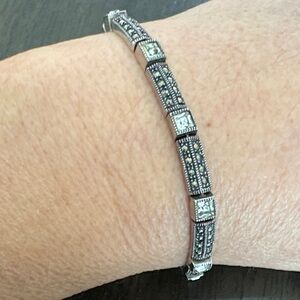 Elegant Vintage Sterling Silver Bracelet with Marcasite Accents